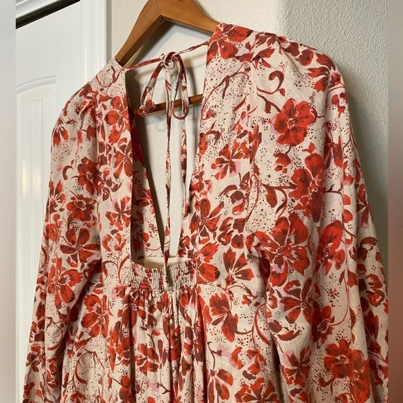 Free people floral long sleeve mini dress size XS - Picture 4 of 9